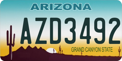 AZ license plate AZD3492
