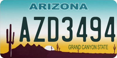 AZ license plate AZD3494