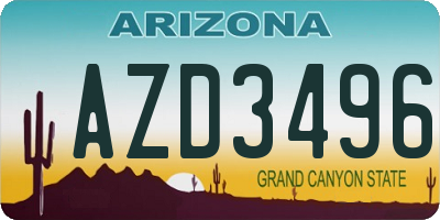 AZ license plate AZD3496