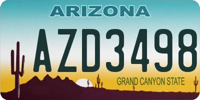 AZ license plate AZD3498