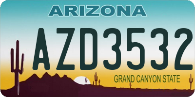AZ license plate AZD3532