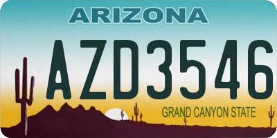 AZ license plate AZD3546