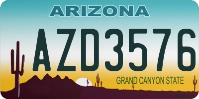 AZ license plate AZD3576