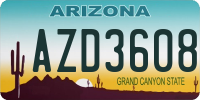 AZ license plate AZD3608