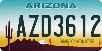 AZ license plate AZD3612