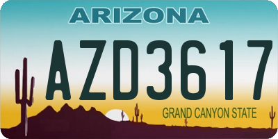 AZ license plate AZD3617
