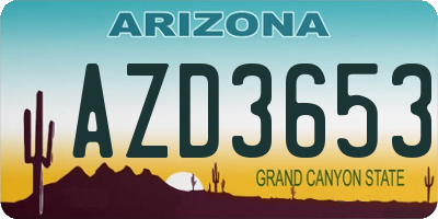 AZ license plate AZD3653