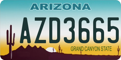 AZ license plate AZD3665