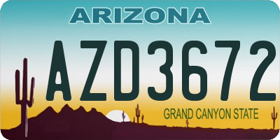 AZ license plate AZD3672