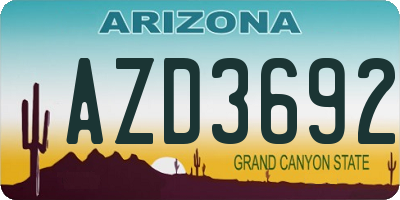 AZ license plate AZD3692