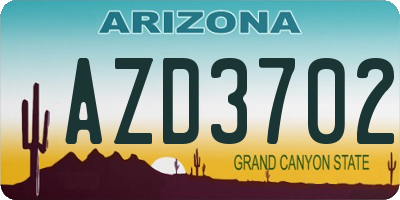AZ license plate AZD3702