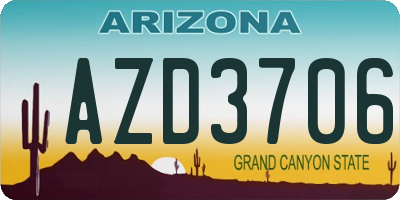 AZ license plate AZD3706