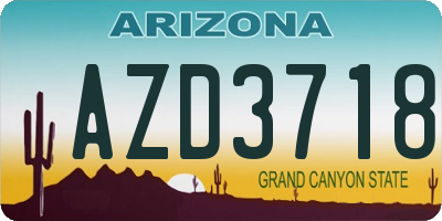 AZ license plate AZD3718