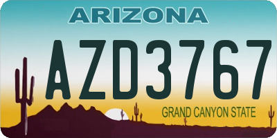 AZ license plate AZD3767