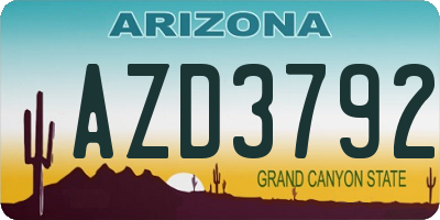 AZ license plate AZD3792
