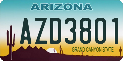 AZ license plate AZD3801