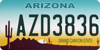 AZ license plate AZD3836