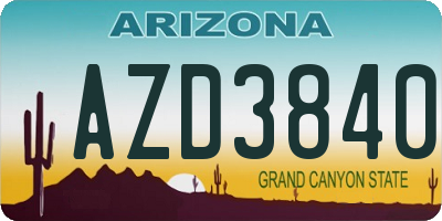 AZ license plate AZD3840