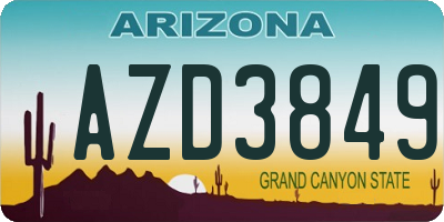 AZ license plate AZD3849