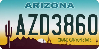 AZ license plate AZD3860