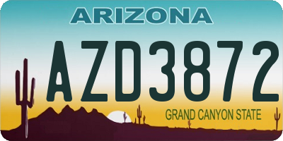 AZ license plate AZD3872