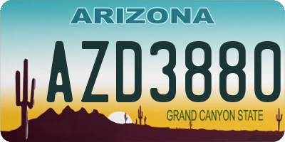 AZ license plate AZD3880