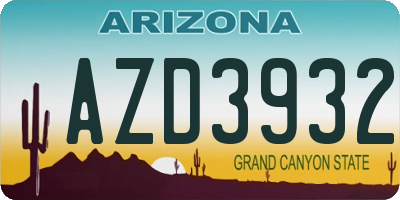 AZ license plate AZD3932
