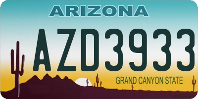 AZ license plate AZD3933