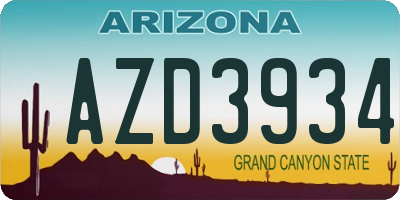 AZ license plate AZD3934
