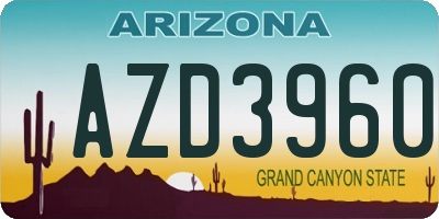 AZ license plate AZD3960