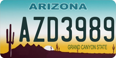 AZ license plate AZD3989