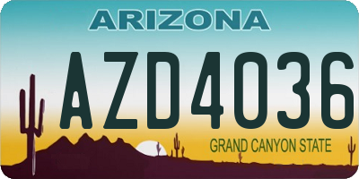 AZ license plate AZD4036