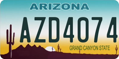 AZ license plate AZD4074