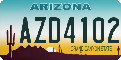 AZ license plate AZD4102