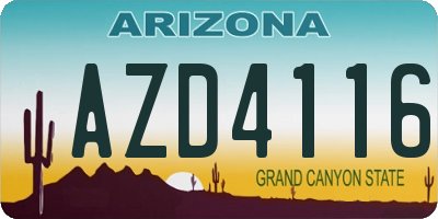 AZ license plate AZD4116