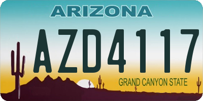 AZ license plate AZD4117