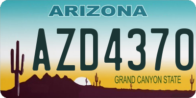 AZ license plate AZD4370