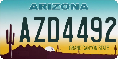 AZ license plate AZD4492