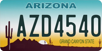 AZ license plate AZD4540