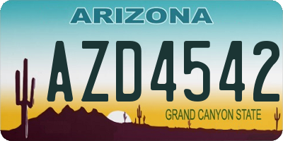AZ license plate AZD4542