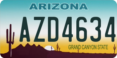 AZ license plate AZD4634