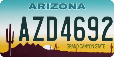 AZ license plate AZD4692