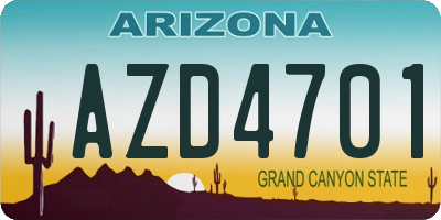 AZ license plate AZD4701