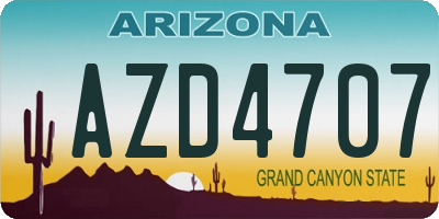 AZ license plate AZD4707