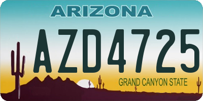 AZ license plate AZD4725