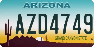 AZ license plate AZD4749