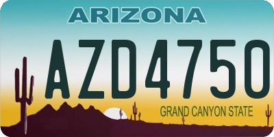 AZ license plate AZD4750