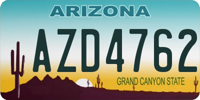 AZ license plate AZD4762