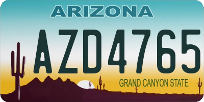 AZ license plate AZD4765