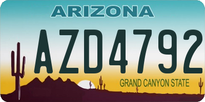 AZ license plate AZD4792